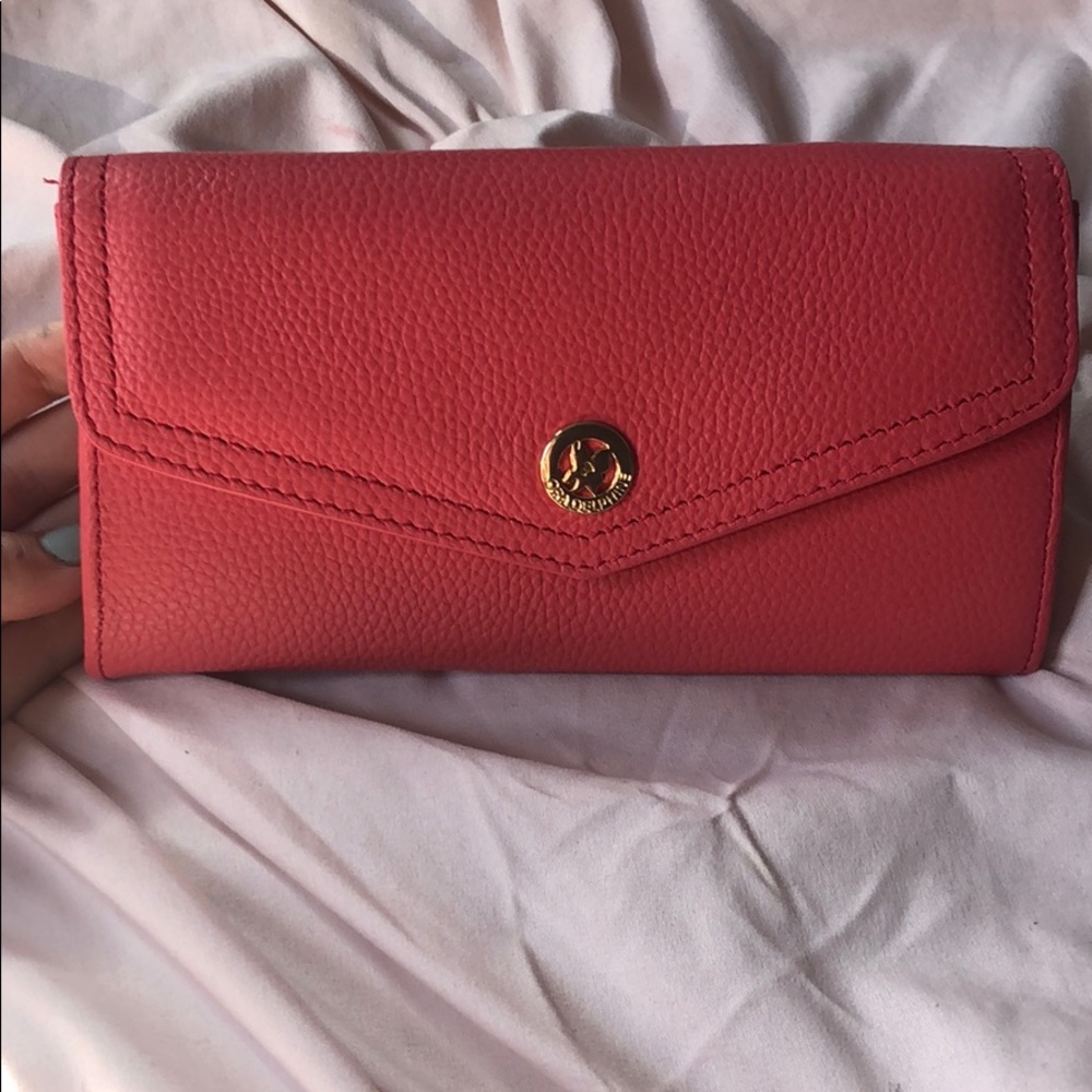 Coral leather wallet